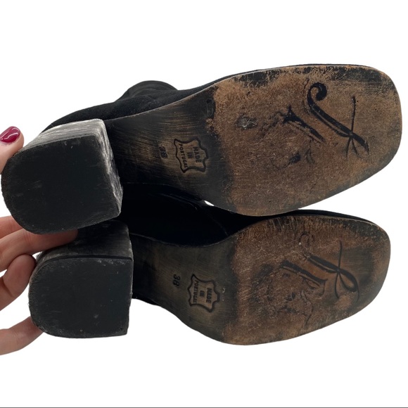 Free People Suede & Velour Colorblock Block Heel Ankle Boot Size 7.5 - Picture 10 of 15